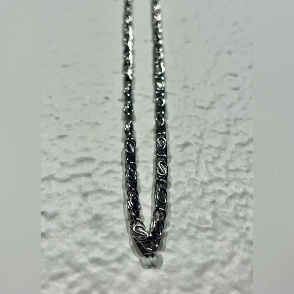 Vintage Long Silver-tone Snail Chain Link Necklace - Picture 1 of 4
